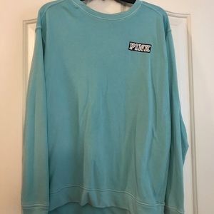 PINK long sleeve teal crew neck.